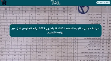 «رابط مجاني» نتيجة الصف الثالث الابتدائي 2025 برقم الجلوس الآن عبر بوابة التعليم
